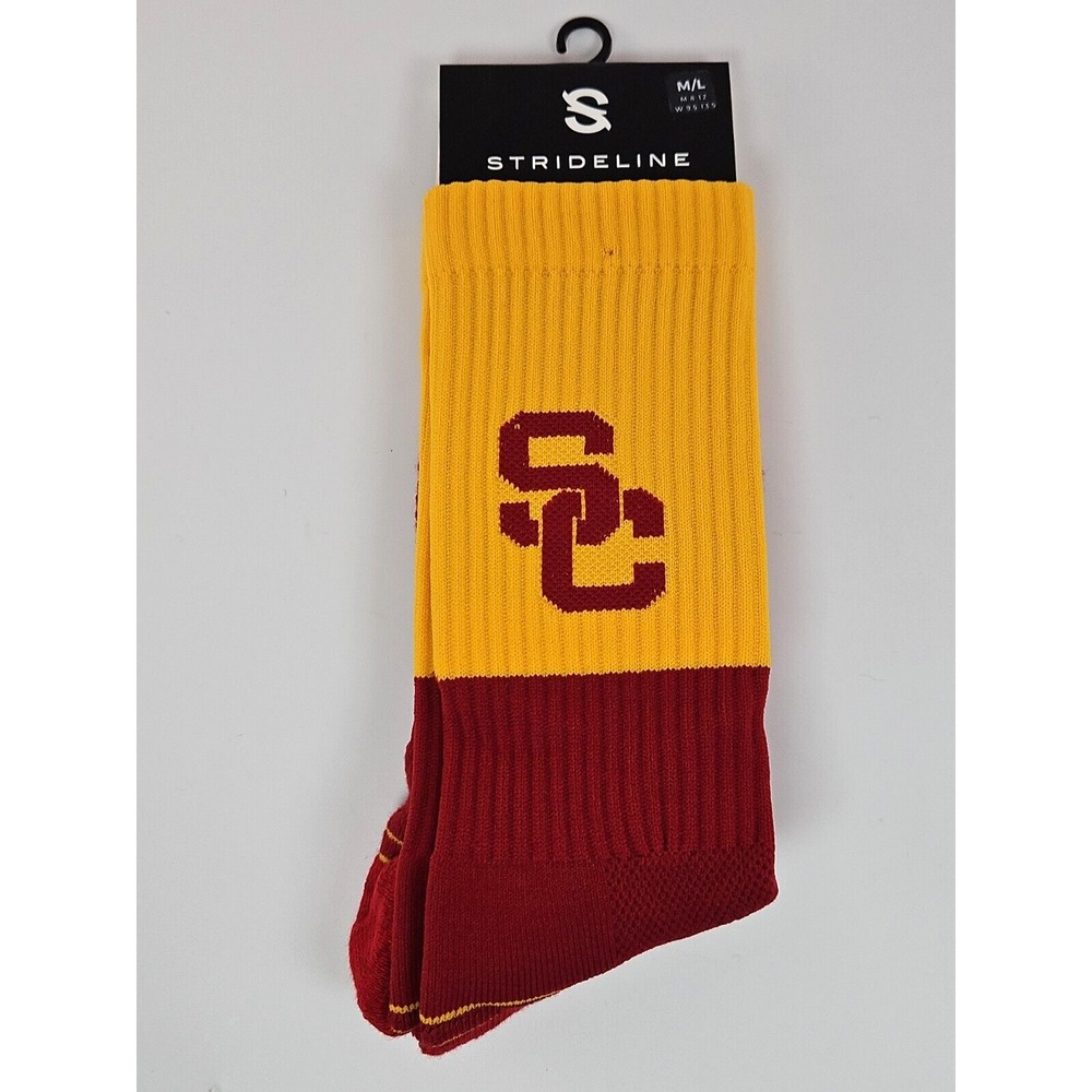 Strideline NCAA USC Trojans Crew Socks‎ Men's Size Large 8-12 New